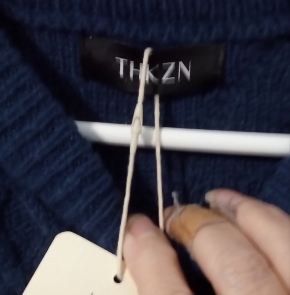 Blue Crew Neck Sweater with Textured Knit - Picture 2 of 5